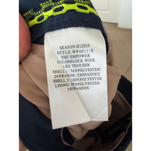 WILDFANG Empower Colorblock Mesh Stripe Wide Leg Trousers Pants Blue Neon 12 - Picture 5 of 6